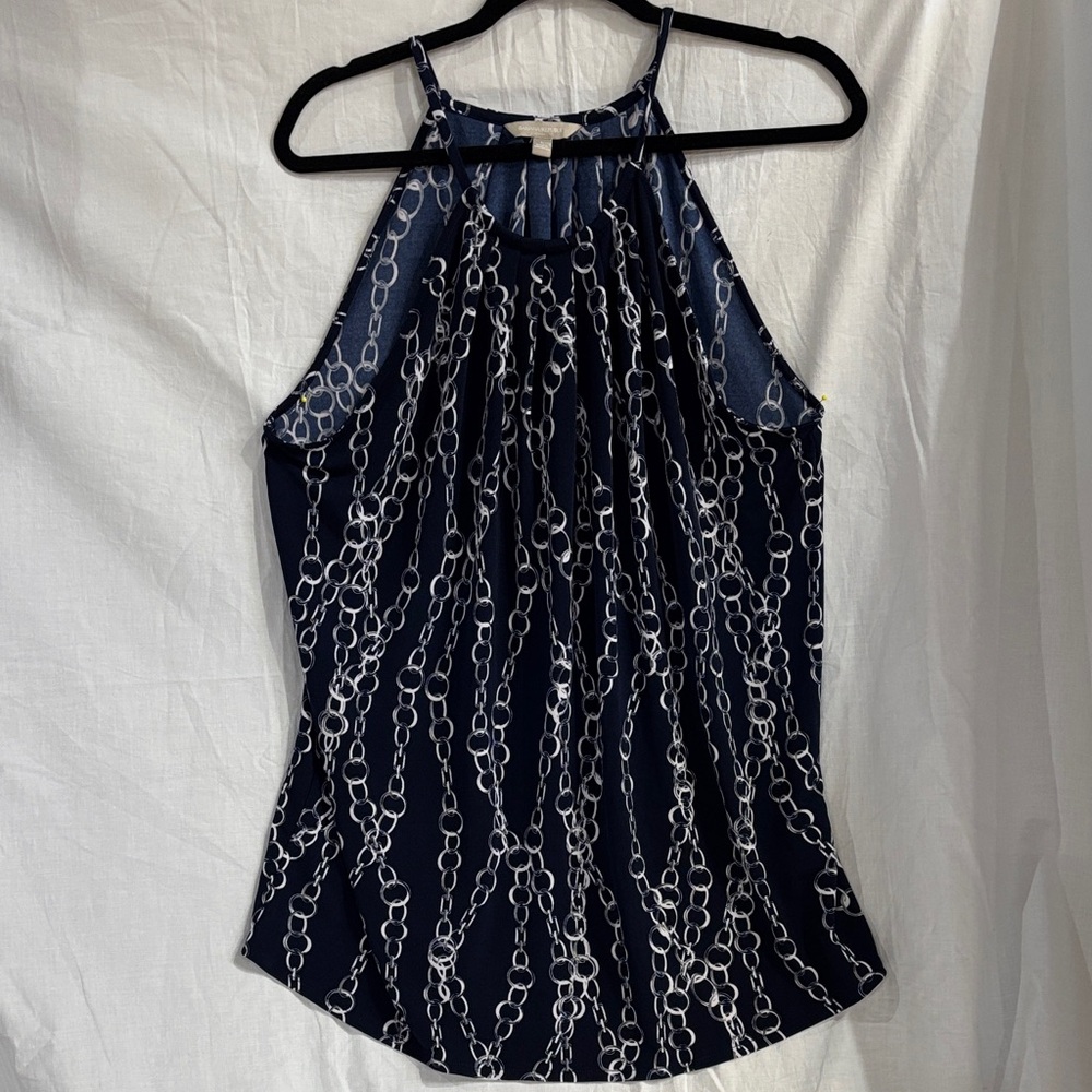 Navy Chain-Print Halter Tank Top - Women Banana Republic size large